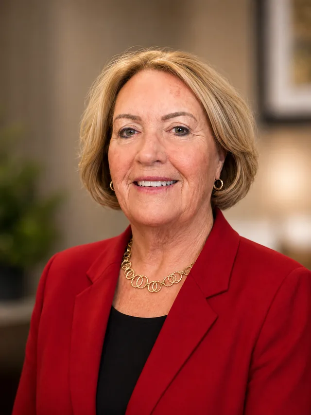 Portrait of Ava Sparrer, founder of Next Chapter Transitions, wearing a red blazer